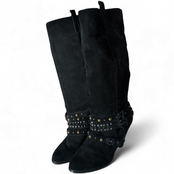 ZIGI Girl Black Studded Slouch Boots – Size 8.5 (Y2K Revival) - Picture 2 of 8